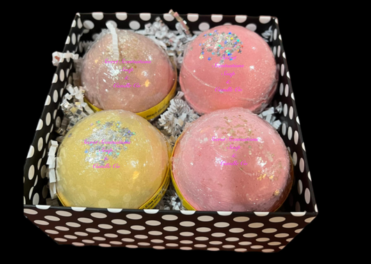 Gift Set, 4 LARGE Coloring changing bath bombs over 7 inch round