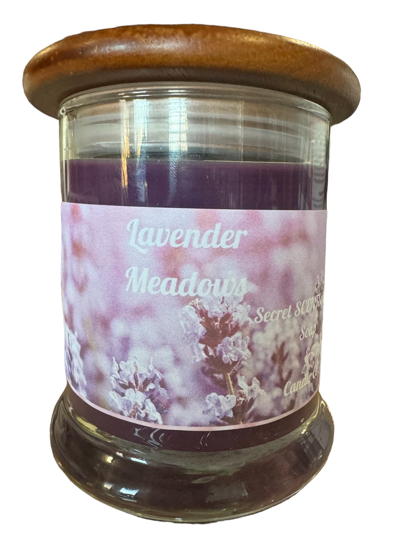 Lavender Meadows Soy Candle 8 oz with Bamboo Eco friendly Topper