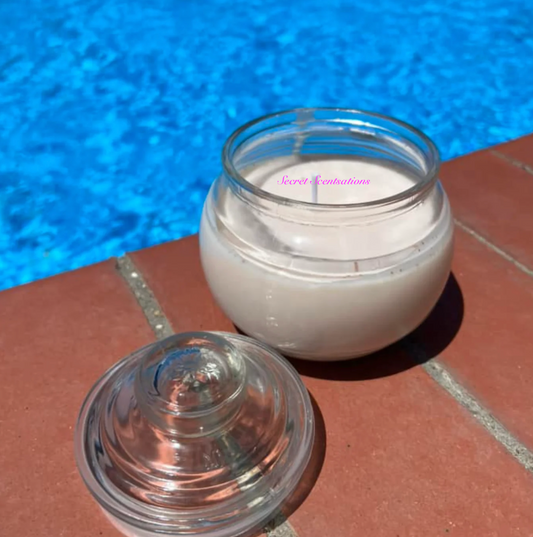 Soy Scented Candle with glass jar and glass top. Coffee Shop Scent. Natural Soy.